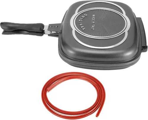 Miniatura 7 de flexman Sartén doble de 12.6 x 10.2 x 2.6 pulgadas, sartén de aluminio con anillo de sellado, bloqueo magnético de 4000 Gauss para cocción