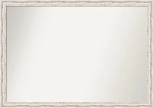 Miniatura 543 de Amanti Art Espejo de baño blanco para sobre el fregadero, 30 x 35 pulgadas, espejo de tocador rectangular estrecho de Eva de oro blanco, marco