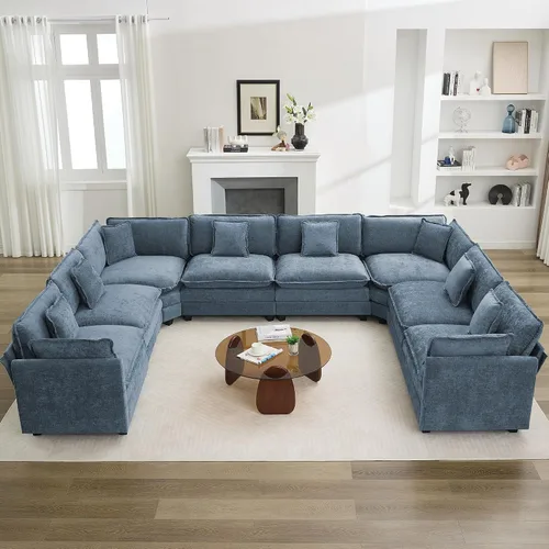 Miniatura 115 de Otomán de Sofá Moderno de Chenille Nube de 35'', Otomán Rectangular para Sofá Seccional Modular, Beige