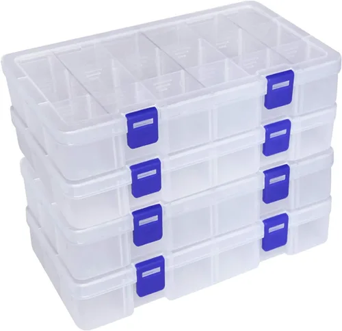 Miniatura 10 de DUOFIRE Caja organizadora de plástico con contenedor de almacenamiento, divisor ajustable, compartimento de cuadrícula extraíble para cuentas