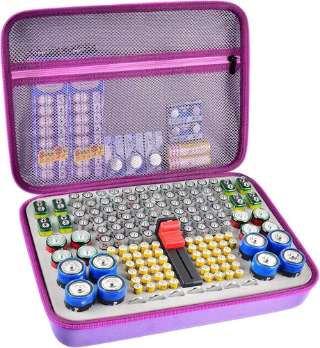 Miniatura 10 de GWCASE Estuche organizador de baterías con probador, capacidad para más de 150 pilas AA AAA 9V C D y celdas de monedas, caja de almacenamiento