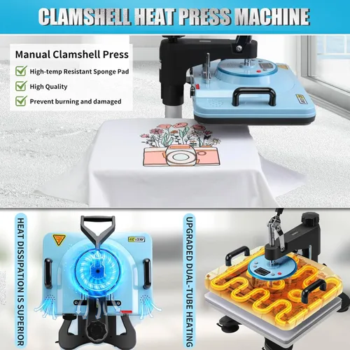 Miniatura 3 de AKEYDIY Prensa de calor 8 en 1 de 15 x 12 pulgadas, 360 ° Swing Away Digital Camisas Prensa Multifunción de Transferencia de Calor Máquina