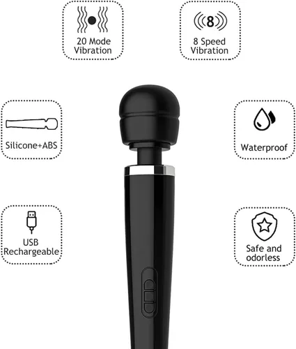 Miniatura 4 de Potente masajeador eléctrico de mano para espalda, 8 potentes velocidades y 20 patrones, herramienta de masaje de mano para cuello y espalda