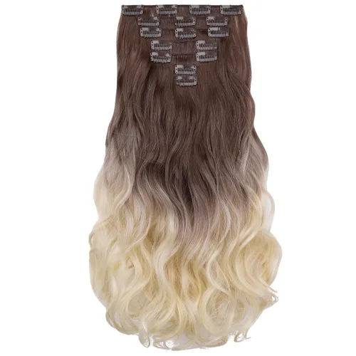 Miniatura 24 de SYXLCYGG Extensiones de cabello rubio, 2 unidades, extensiones de cabello con clip de 22 pulgadas, 5 onzas, lacio, sintético, esponjoso, rubio