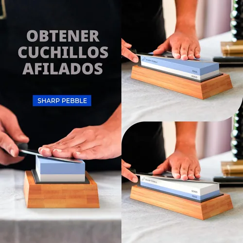 Miniatura 6 de Piedra de afilar cuchillos Whetstone 1000/6000 de primera calidad con gravilla doble. La mejor piedra de afilar para la cocina. Base antideslizante