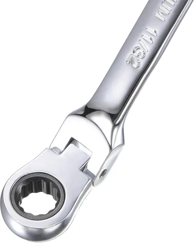 Miniatura 4 de uxcell Llave combinada de trinquete de cabeza flexible de 11/32 pulgadas SAE 72 dientes 12 puntos de trinquete de caja terminada herramientas