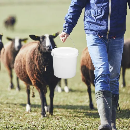 Miniatura 9 de Homoyoyo Cubo de agua de plástico blanco Mango portátil para uso doméstico Almacenamiento para actividades al aire libre y tareas domésticas