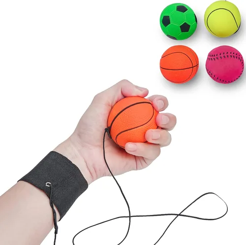 Miniatura 9 de Paquete de 4/8/16 pelotas de retorno de muñeca de 2.36 pulgadas, bolas de goma con rebote de rebote de pelota deportiva