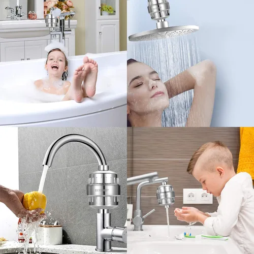 Miniatura 6 de Filtro de ducha para agua dura, cartucho de filtro de cabezal de ducha reemplazable integrado de 15 etapas, universal que transforma el eccema