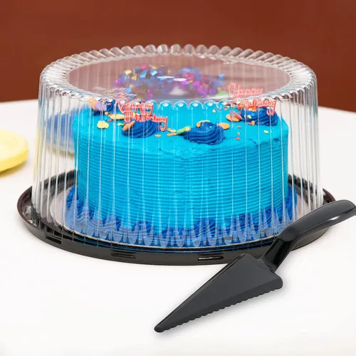 Miniatura 2 de [Paquete de 6] Servidores/cortador de pastel de plástico desechable de 10 pulgadas Utensilios desechables de plástico negro resistente cuchillo