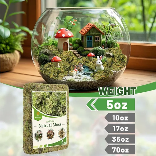 Miniatura 6 de Alphatool Musgo verde natural de 5 onzas para principiantes, musgo de inicio para plantas de interior, jardines de hadas artificiales, mini 5 oz
