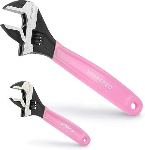 Miniatura 15 de WORKPRO Llave ajustable de 10 pulgadas, llave de mandíbula ancha de acero Cr-V con óxido negro, escalas métricas y SAE, para el hogar, garaje, Azul