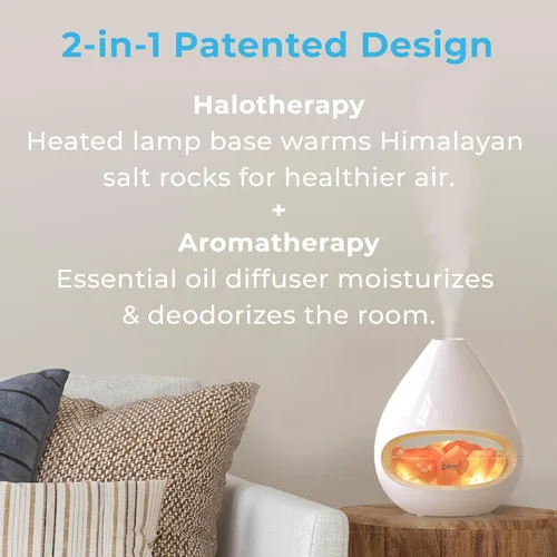 Miniatura 2 de Pure Enrichment PureGlow Crystal - Lámpara de sal 2 en 1 de Himalaya y difusor ultrasónico de aceite esencial, lámpara original de terapia de sal