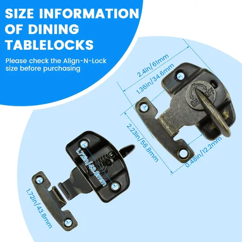 Miniatura 2 de SDTC Tech Paquete de 2 cerraduras de mesa de comedor, resistentes para mesa de entrenamiento de comedor, hebillas de resorte de metal para mesas