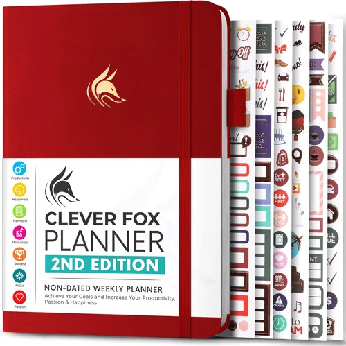 Miniatura 19 de Clever Fox - Agenda 2ª Edición – Planificador de Metas Semanales y Mensuales Colorido, Organizador de Gestión del Tiempo y Productividad, Sin Fecha