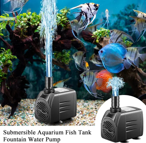 Miniatura 6 de Bomba sumergible, bomba de fuente pequeña con tubo, bomba de agua sumergible para acuario, pecera, interior o exterior, fuente de estanque 25W 400gph