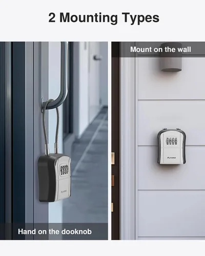 Miniatura 3 de Puroma Caja de seguridad, caja de cerradura portátil con mango de cable extraíble, caja de bloqueo de combinación reiniciable, caja de seguridad
