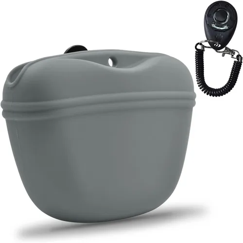 Miniatura 21 de AUDWUD Bolsa de Silicona para Premios de Perro, Con Clicker de Entrenamiento para Perros, Contenedor de Entrenamiento Portátil con Clip, Conveniente