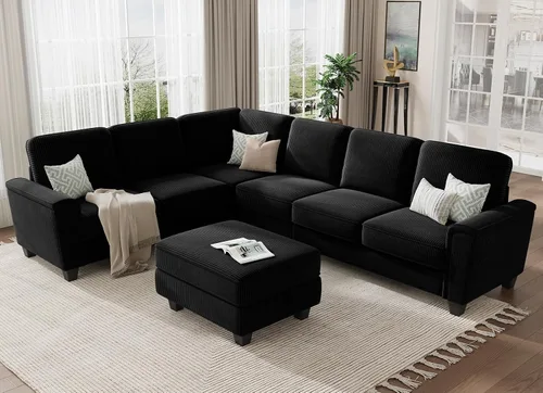 Miniatura 44 de KKL Sofá Seccional Modular de 89 Pulgadas, Sofá de Amor de 2 Asientos Sofá Nube con Asiento Profundo, Sofás Seccionales de Chenilla para Sala