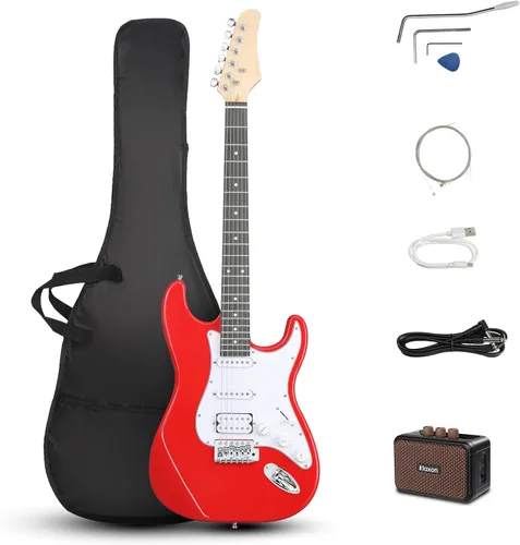 Miniatura 9 de Ktaxon - Kit de guitarra eléctrica de 39 pulgadas para principiantes, con pastillas HSS de 6 cuerdas, guitarra eléctrica de cuerpo sólido