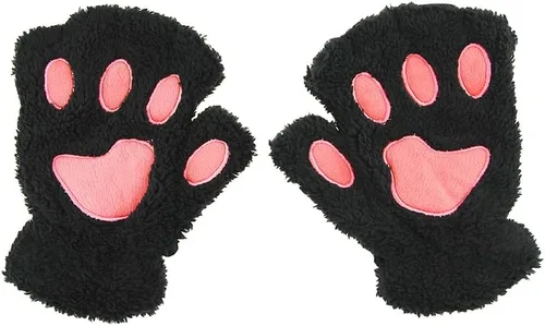 Miniatura 6 de Guantes de garra para disfraz de Halloween, medio dedo, lobo, oso, gato, guantes, guantes de piel sintética para mascarada, cosplay, utilería de mano
