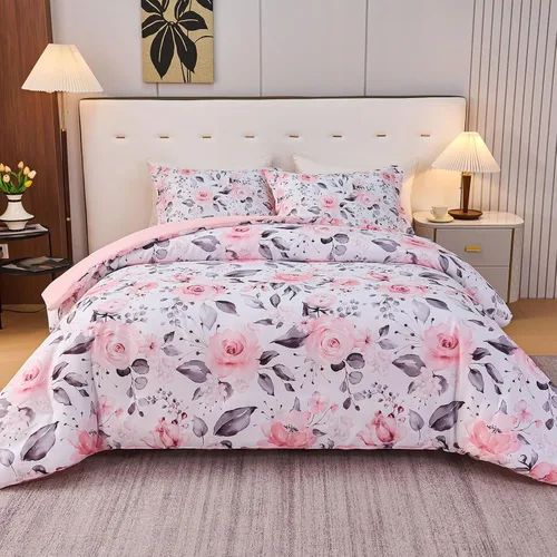Miniatura 32 de Koniroom Juego de Edredón Twin - Juego de Edredón Floral Reversible Tamaño Twin, 2 Piezas Bonito Juego de Cama Twin de Flores y Plantas para Todas