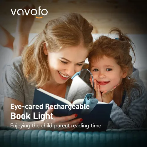 Miniatura 2 de VAVOFO Luz de Lectura Recargable, Bloqueo de Luz Azul, Luz de Lectura Ámbar 1600K con Clip, Cuidado de los Ojos 7 LEDs Luz de Libro para Niños