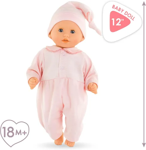 Miniatura 3 de Corolle Bébé Calin Charming Pastel - Muñeca de bebé suave de 12 pulgadas con aroma a vainilla, traje rosa y ojos que se cierran para dormir