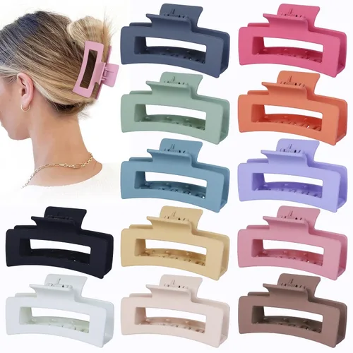 Miniatura 12 de Sisiaipu Accesorios Medianos para el Cabello de 3.5 Pulgadas - 12 Piezas Pinzas de Mandíbula Cuadradas para Cabello Grueso y Fino, Pinzas Básico