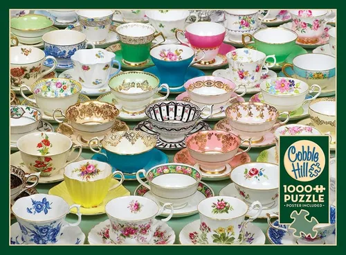 Miniatura 5 de Cobble Hill - Rompecabezas de 1000 piezas, tazas de té, póster de muestra incluido