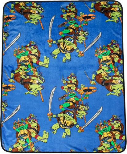 Miniatura 2 de Jay Franco Nickelodeon Teenage Mutant Ninja Turtles Mutant Mayhem Leonardo Nogginz - Juego de manta y almohada de felpa de 40 x 50 pulgadas, juego