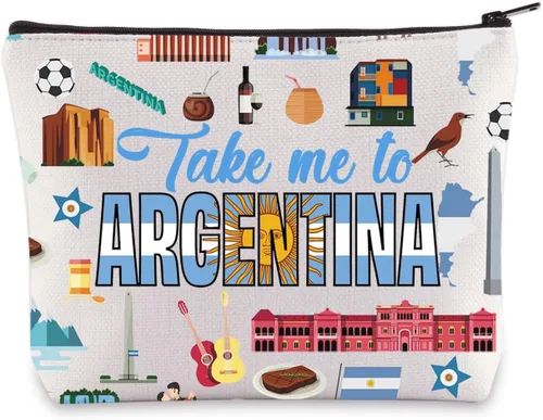 LEVLO Argentina Travel Cosmetic Bag Argentina Souvenir Gift Llévame a Argentina Maquillaje Cremallera Bolsa Bolsa Para Viajero, Llévame a Argentina
