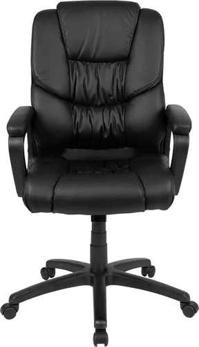 Miniatura 14 de Flash Furniture Fundamentals - Silla giratoria grande y alta de LeatherSoft para oficina y juegos, silla de oficina ergonómica con reposabrazos Negro