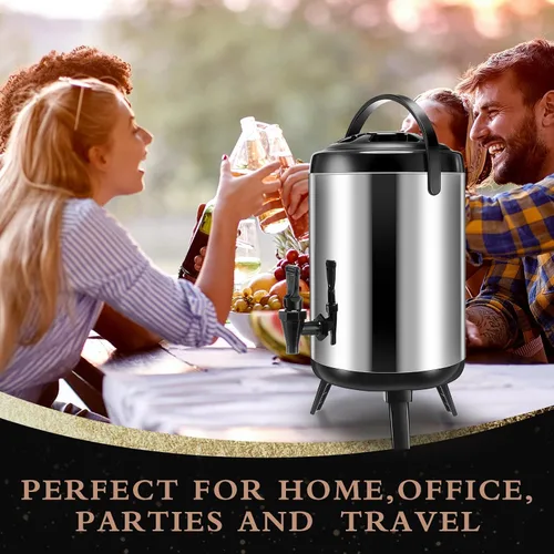 Miniatura 7 de Mifoci Dispensador de bebidas aislado de acero inoxidable, dispensador de bebidas de agua caliente, urnas de café, soporte para bebidas frías