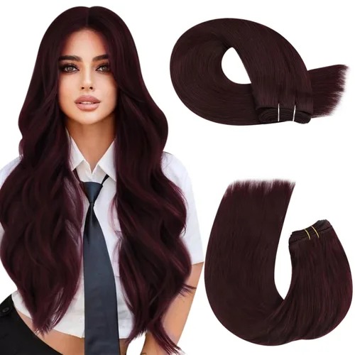 Miniatura 31 de Moresoo - Extensiones de cabello humano real cosidas, Remy, lacio, doble trama, color negro jet, 14 pulgadas, 3.53 onzas