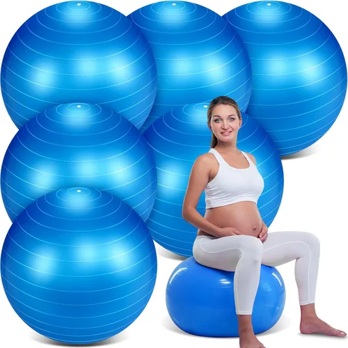 Miniatura 12 de Hungdao Paquete de 6 pelotas de ejercicio inflables a granel para embarazo y entrenamiento, pelota de pilates de 22 pulgadas para yoga