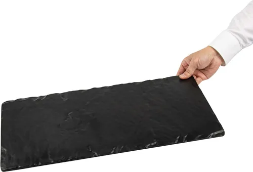Miniatura 10 de Restaurantware Voga - Platos de servir de 10 x 20 pulgadas, 4 tablas rectangulares de charcutería, imitan el aspecto de la melamina negra pizarra