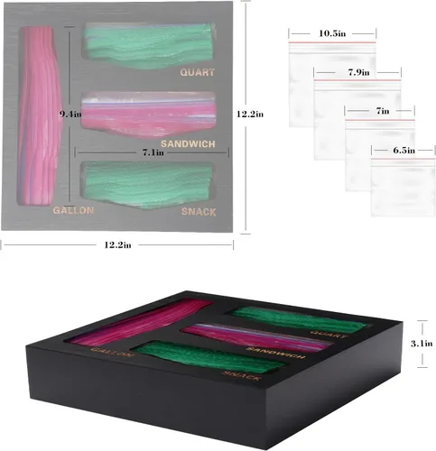 Miniatura 5 de Ziplock - Organizador de almacenamiento para cajón de cocina, adecuado para galones, cuarto de galón, sándwich y aperitivos, bolsa de varios