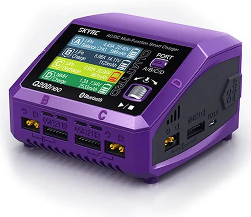 Q200neo - Cargador de batería inteligente AC/DC, cargador de equilibrio Lipo de 200 W CA/400 W CC para LiPo LiHV Li-ion Life de 1-6S, NiMH NiCd Pb,