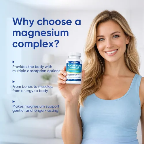 Miniatura 2 de Complejo de magnesio Top Nurex 1000 mg, mezcla de magnesio de 8 fuentes con glicinato, citrato, malato y taurato, fórmula vegana sin OMG, 90 cápsulas