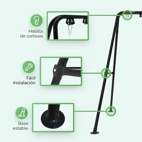 Miniatura 4 de G TALECO GEAR Soporte para silla de hamaca, soporte de hamaca multiusos de acero resistente de 300 libras para interiores y exteriores, silla Negro