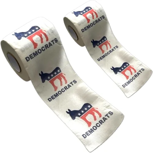 Pesky Patriot Rollos de papel higiénico del partido antidemócrata, paquete de 2 unidades, divertido regalo de burro demócrata impreso en color para