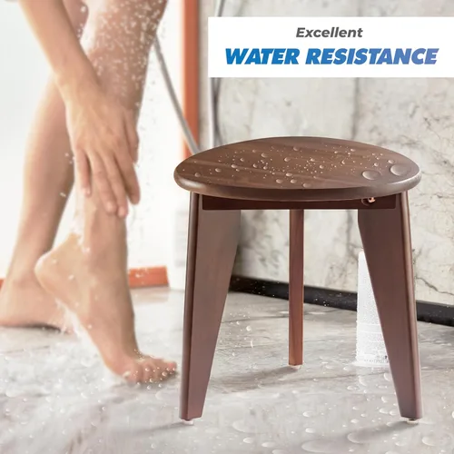 Miniatura 6 de BLUEWEST Taburete de ducha para afeitarse piernas, reposapiés de madera de acacia (nogal, asiento redondo)