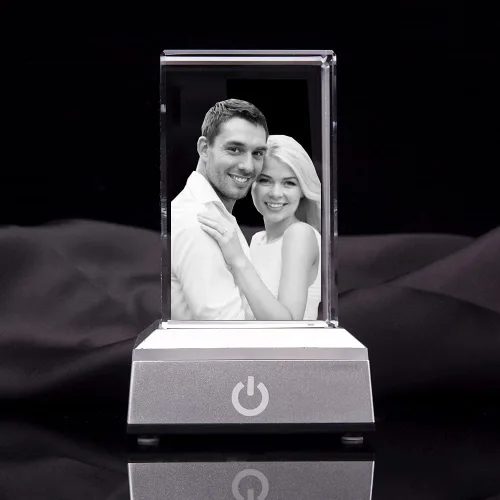 Corazón de foto de cristal personalizado en 3D con base de luz, cubo grabado personalizado 3D, regalo de Navidad para mujeres, hombres, mamá,