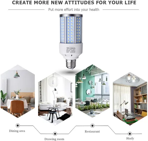 Miniatura 6 de Bombilla LED de maíz de 30 W (equivalente a 200 W), luz diurna, base estándar E26, paquete de 2