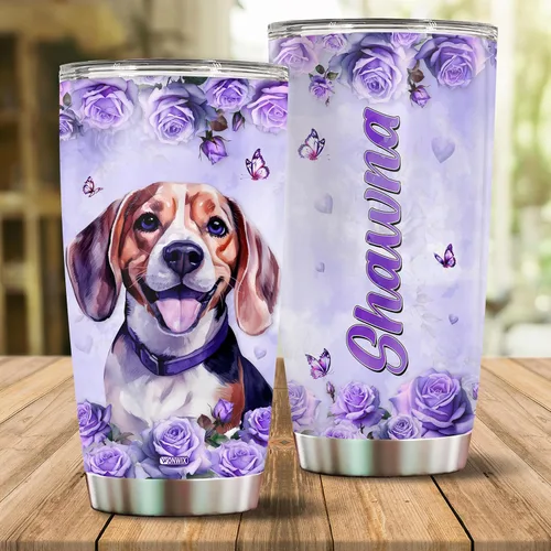Miniatura 2 de Regalos personalizados de Beagle para mujeres, esposa, hija, mamá, niña, vaso de acero inoxidable aislado de 20 onzas, taza de viaje, taza de café