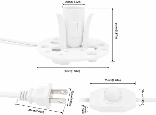 Miniatura 2 de Cable de lámpara de sal del Himalaya, con interruptor de atenuación, bombilla de Navidad, cable de lámpara de sal con control de intensidad