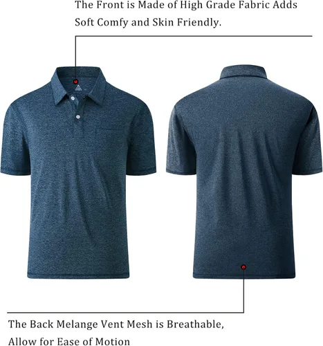 Miniatura 41 de V VALANCH Polo de golf de manga corta para hombre, estilo casual, con cuello que absorbe la humedad