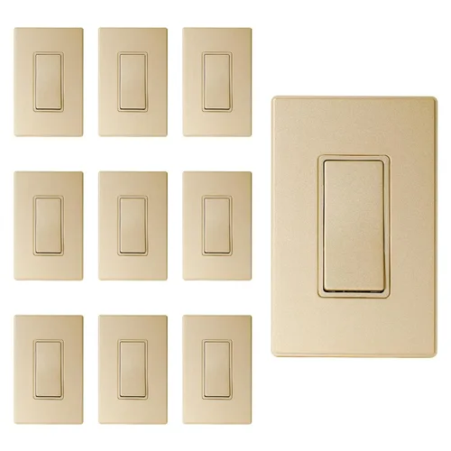 Miniatura 23 de ELEGRP Interruptor de luz decorativo de un solo polo con placa sin tornillos, 15 A 120-277 V, reemplazo del interruptor basculante de paleta