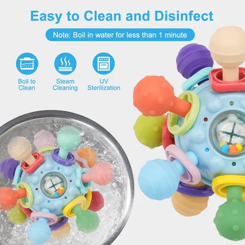 Miniatura 6 de Juguetes de dentición para bebés, mordedores para bebés, juguetes sensoriales Montessori para 0-6 6-12 meses, regalos para niños de 1 año, niños